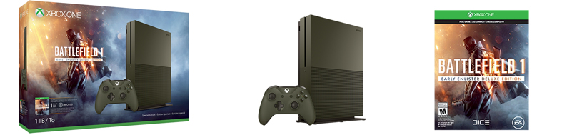 Зеленая консоль Xbox One S Battlefield 1 Special Edition