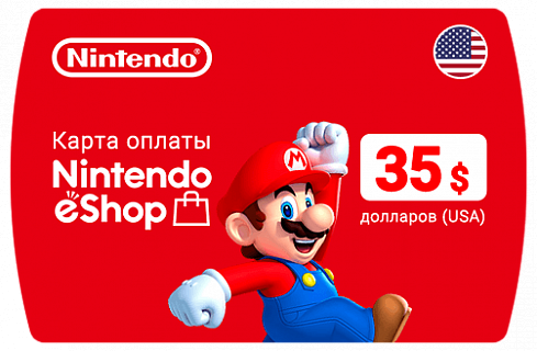 Карта пополнения Nintendo eShop Card 35$ USD долларов (США)